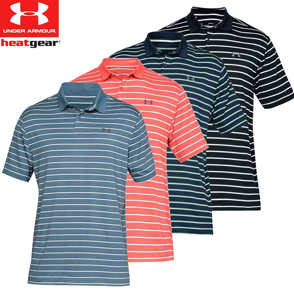 under armour striped golf polo