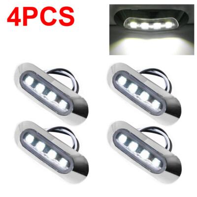 4x Marine Boat LED Deck Courtesy Lights Stern Transom Light White Waterproof