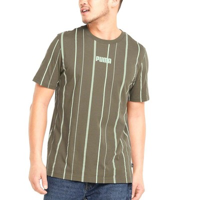 

Puma Modern Basics Stripe Crew Neck Short Sleeve TShirt Mens Green Casual Tops 8, Зеленый, Puma Modern Basics Stripe Crew Neck Short Sleeve TShirt