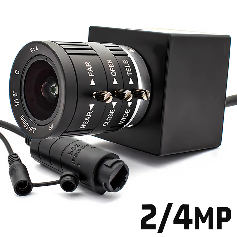 RTSP HD 2/4MP POE IP Camera 3.6-10mm Manual Zoom Indoor Mini Industrial Security