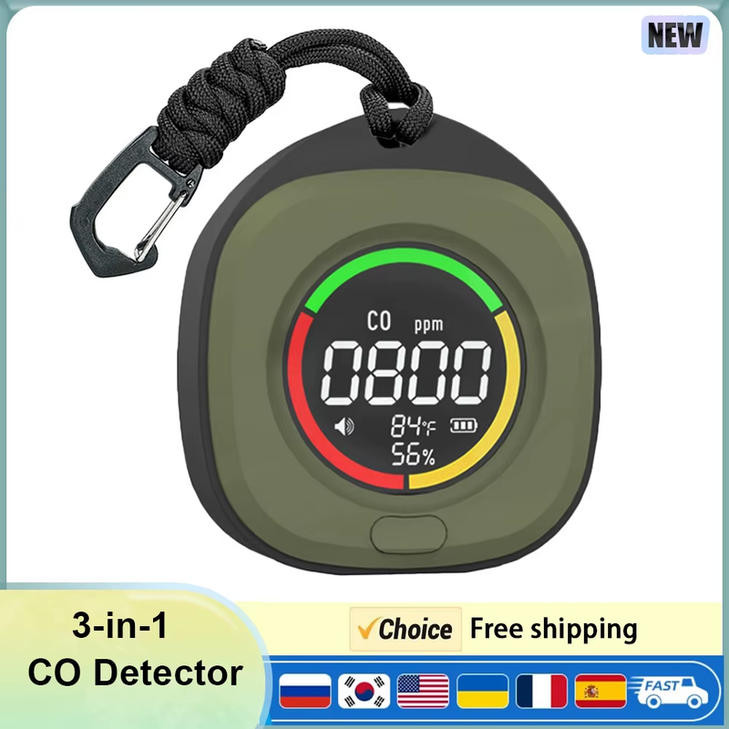 K5 3-in-1 Portable Carbon Monoxide Detector CO Air Quality Portable Monitor HD L