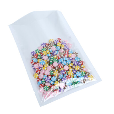 200PC Glossy Super Clear Front White Back Open Top Mylar Bags 3x5in 4x6in 5x7in