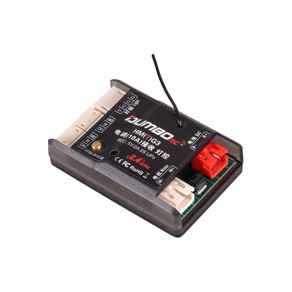 DUMBORC 3in1 Receiver 2.4Ghz 10A ESC with Gyro Light Controller for RC Car Boat