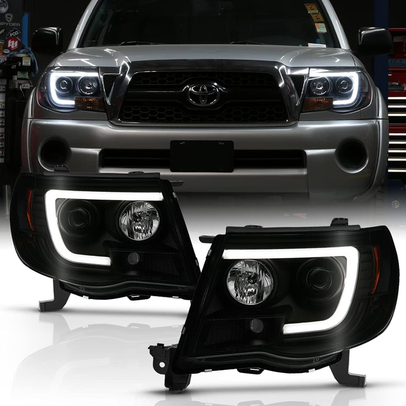 Black Smoked LED Headlights Left & Right for 2005-2011 Toyota Tacoma Pickup TRD