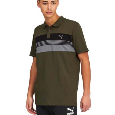 

Puma Essentials Sport Stripe Polo Shirt Mens Size  Casual 8501 с коротким рукавом, Черный, Puma Essentials Sport Stripe Short Sleeve Polo Shirt