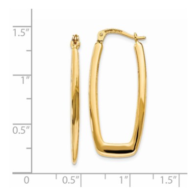 Pre-owned Superdealsforeverything Real 14kt Yellow Gold Polished 2.25mm Rectangle Hoop Earrings