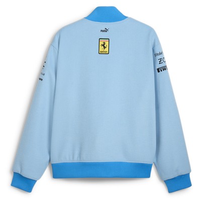 Pre-owned Puma Scuderia Ferrari Team Miami Varsity Jacket Mens Blue Casual Athletic Outerw