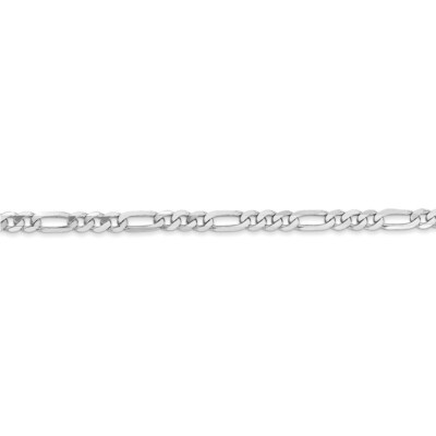 Pre-owned Superdealsforeverything Real 14kt White Gold 8 Inch 3mm Flat Figaro With Lobster Clasp Chain Bracelet