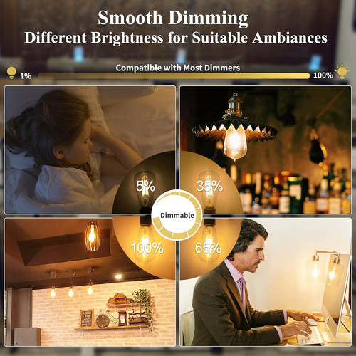 1/4/6Pcs ST64 Edison LED Bulb E26 4W 6W Dimmable Vintage LED Light Lamp Bulbs