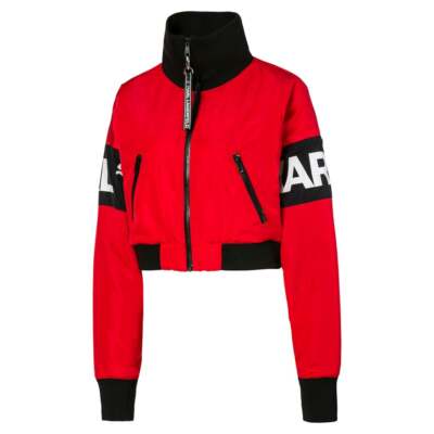 Puma X Karl Bomber Full-Zip Jacket Женская красная повседневная спортивная верхняя одежда 595564-4