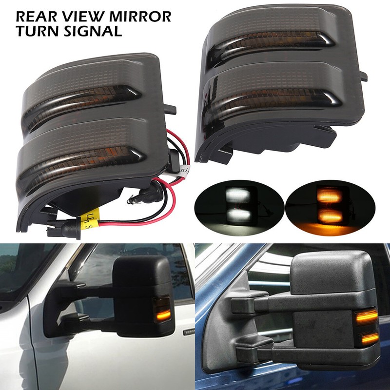 For Ford F250 F350 082016 Smoked Lens LED Side Mirror Marker Lights Switchback eBay