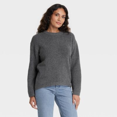 Womens Oversized Crewneck Pullover Sweater - Universal Thread Gray S