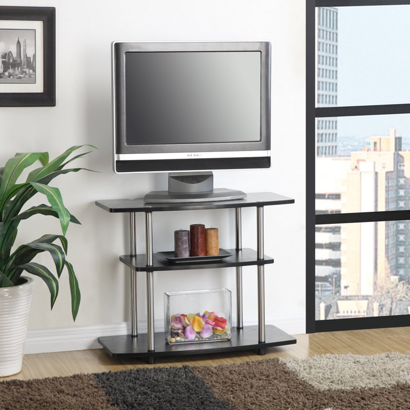 Convenience Concepts Designs2Go No Tools 3 Tier TV Stand, Bl