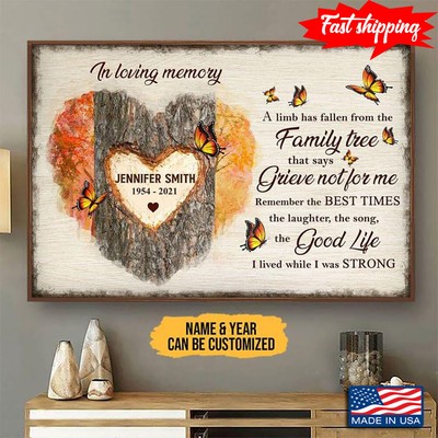 Personalized Name &amp Year Butterflies &amp Heart Shape On Tree Trunk In Lov...