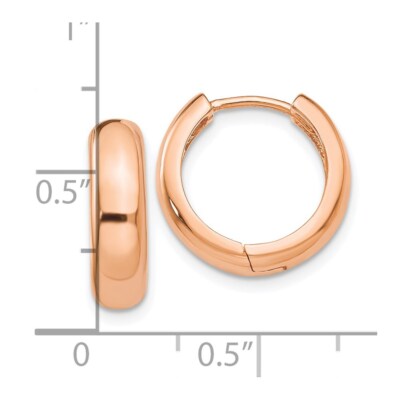 Pre-owned Skyjewelers Real 14kt Rose Gold Round Hinged Hoop Earrings In Pink
