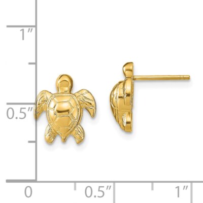Pre-owned Diamond2deal 14k Yellow Gold Turtle Stud Earrings Gift For Women 1.64g