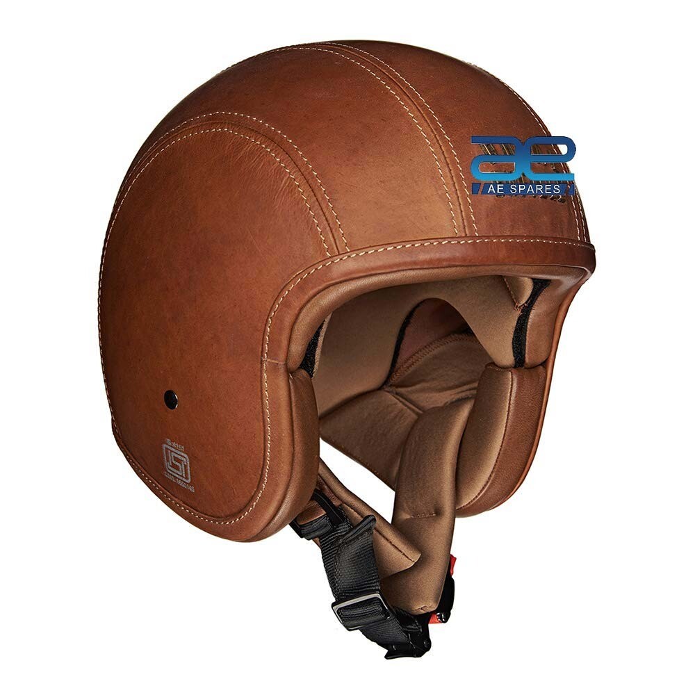 For Royal Enfield Open Face Granado Helmet Vintage Brown Leather LSize 600mm 