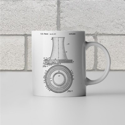 Nuclear Power Plant Cooling Tower Patent Mug Power Technician Engineer Gift