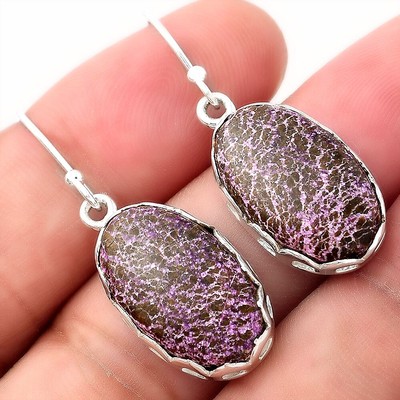 Natural Purpurite - South Africa 925 Sterling Silver Earrings Jewelry E-1113