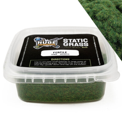 Huge Miniatures Static Grass, Fertile Green 2mm Summer Spring   8oz Container