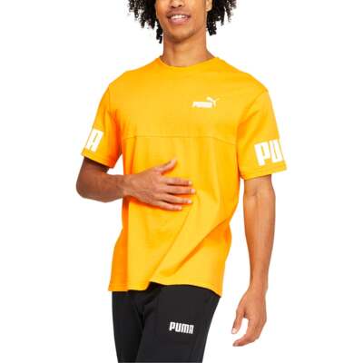 

Puma Power Colorblock Logo Футболка с круглым вырезом и коротким рукавом Мужская желтая повседневная футболка, Желтый, Puma Power Colorblock Logo Crew Neck Short Sleeve T-Shirt