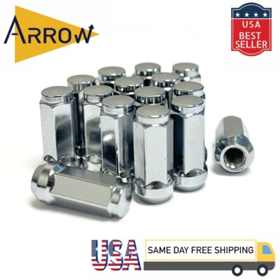 24 Chrome 14x1.5 Bulge Acorn Lug Nuts XL 2'' For Chevy GMC Silverado Sierra 1500