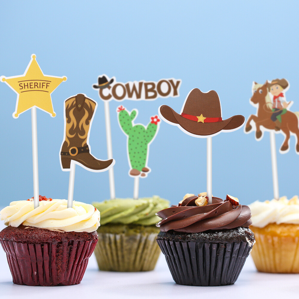 72pcs Cowboy Theme Creative Decorative Picks For Fruit Cakes