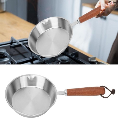 Frying Pan Flat Bottom Stainless Steel Cooking Pan Omelette Pan Open Skillet