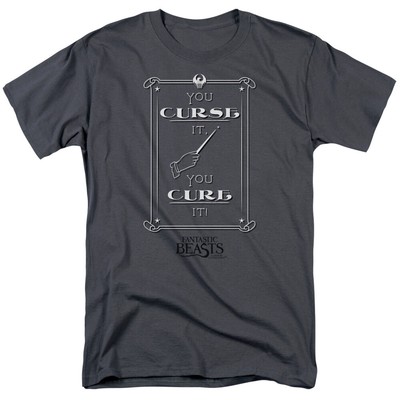Fantastic Beasts Curse It T Shirt Mens Licensed Fantasy Movie Tee Charcoal