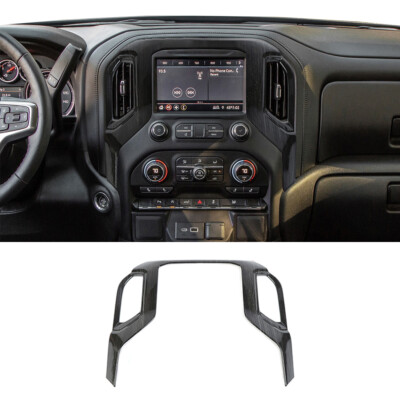 Center Console Navigation Panel Cover Trim For Chevy Silverado 19-24 Black Wood