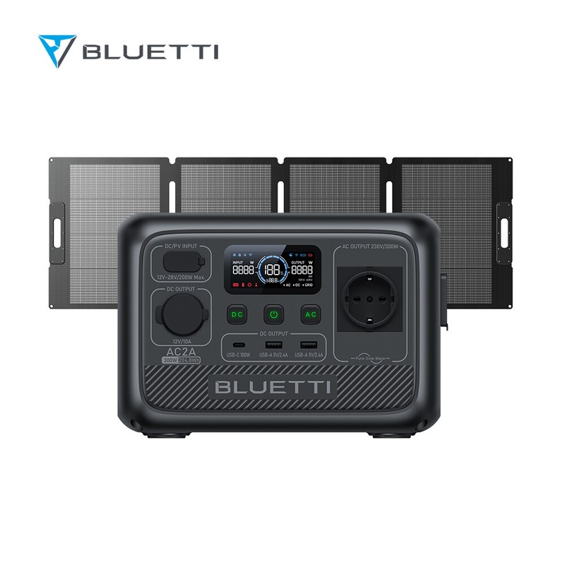 Bluetti Ac2a 300w 204.8wh GÃ©NÃ©Rateur Solaire Portable Mp200 200w Panneau Solaire