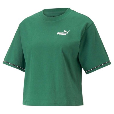 

Зеленые повседневные топы Puma Power Tape Logo с круглым вырезом и короткими рукавами женские 673, Зеленый