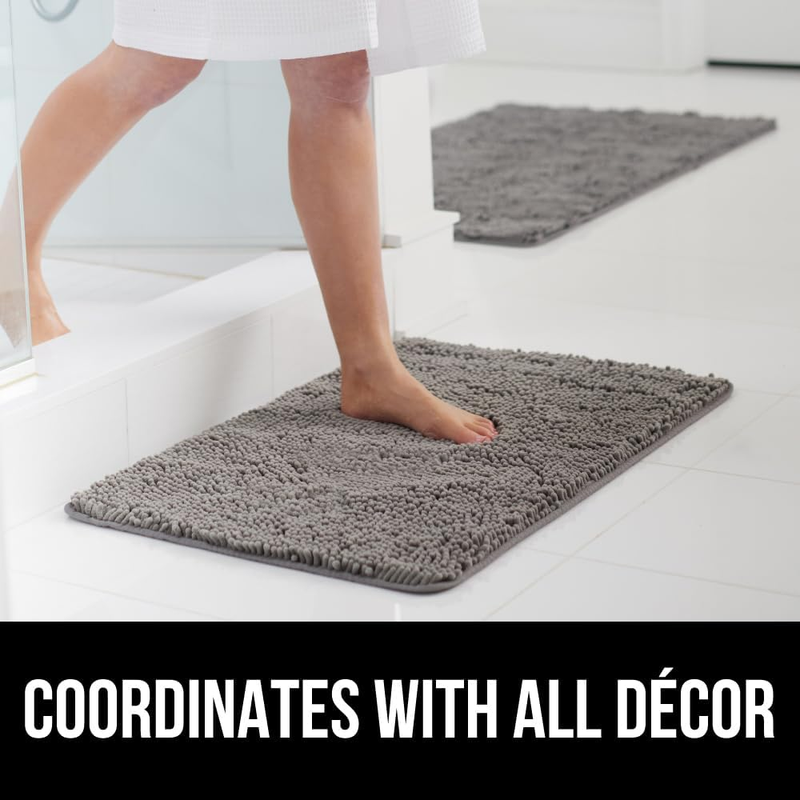 Bath Mat, Thick Soft Absorbent Chenille Floor Mats, Rubber Backing Bathmat, Quic
