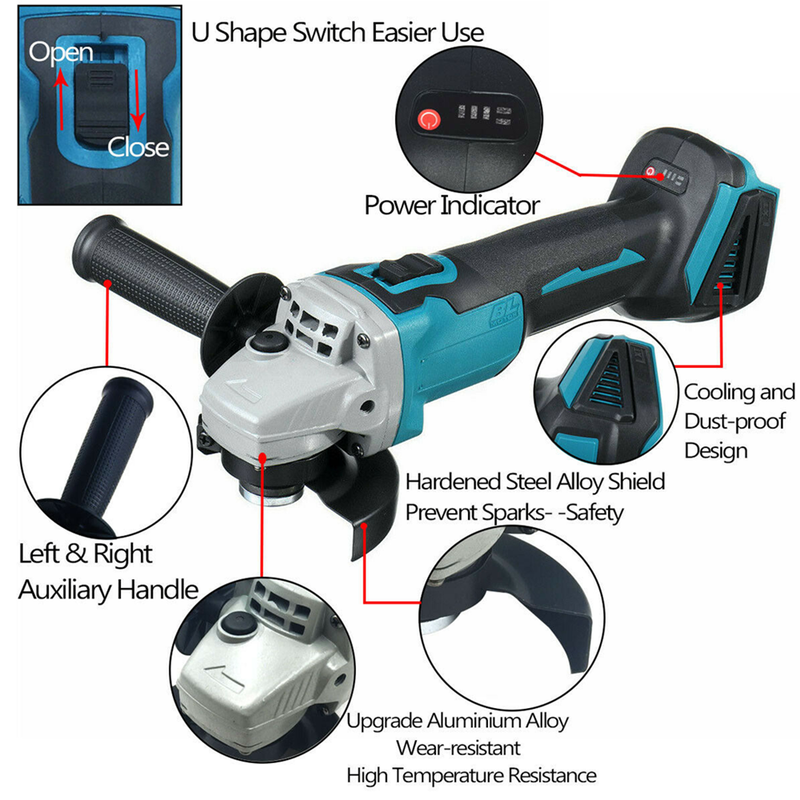 800W Akku Winkelschleifer Trennschleifer Scheibe 100mm Für 18V Makita 