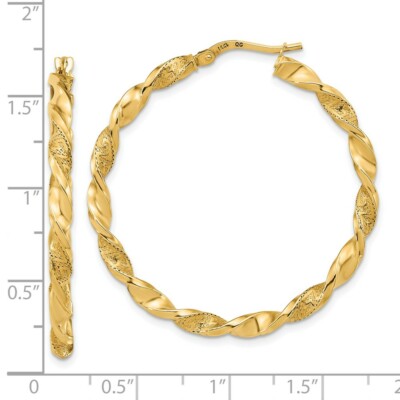 Pre-owned Superdealsforeverything Real 14kt Yellow Gold Polished And Textured Twisted Hoop Earrings