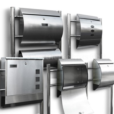 BITUXX Edelstahl Standbriefkasten Doppelstandbriefkasten mit Zeitungsfach