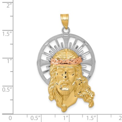Pre-owned Skyjewelers Real 14kt Tri-color Diamond-cut Christ Pendant