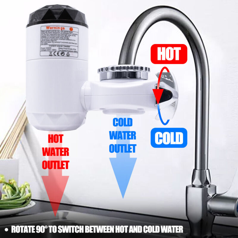 3000W Mini Electric Tankless Instant Hot Water Heater Kitchen Washing Faucet Tap