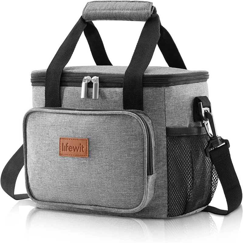 24-Can (15L) Large Lunch Bag Insulated Lunch Box Soft Cooler, Gray