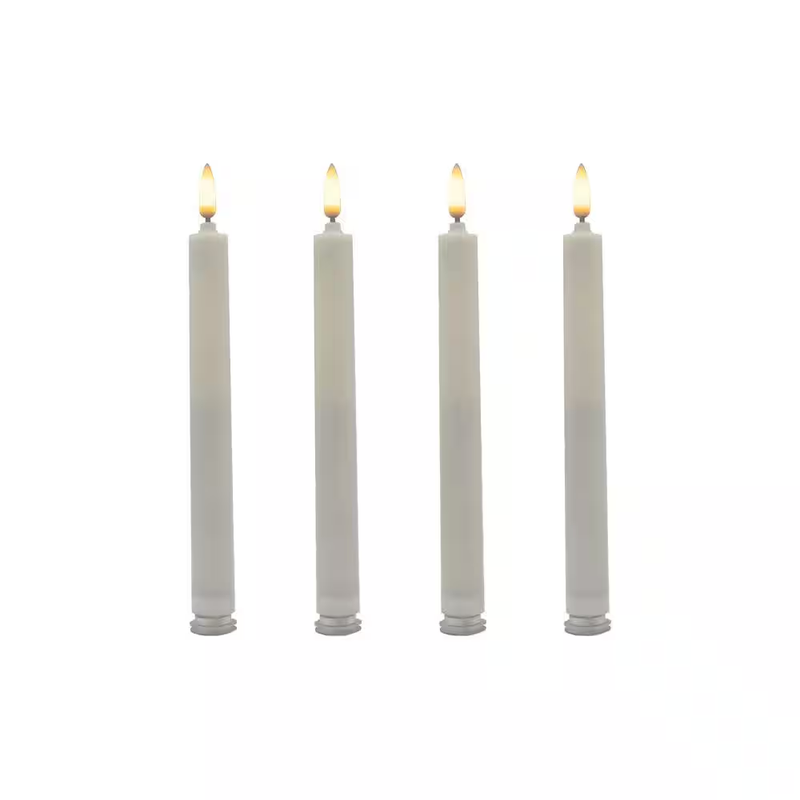 Flameless Taper Candles Battery Operated Flickering LED Timer Ivory 4 Pack