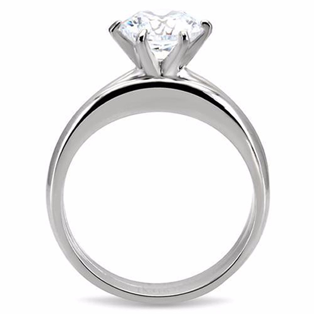 Stainless Steel Round Cut AAA CZ Women's Wedding Engagement Ring Set Size 5-10