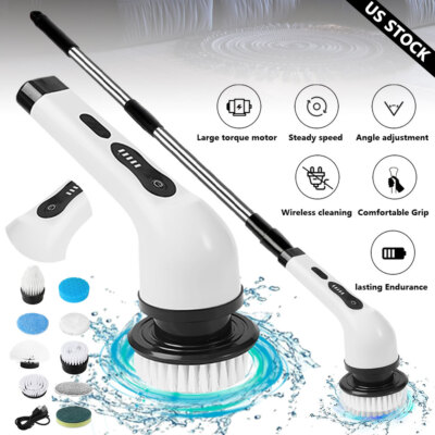 Electric Spin Scrubber Cordless Cleaning Brush Shower Cleaning Brush Long Handle