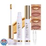JUAAZIN 2Pcs 2025 New 24K Gold Liquid Lip Gloss Peel Off Lip Stain Tattoo with Tweezer, Lips Stain Peel Off Masque, Long Lasting Waterproof Lip Tint Stain, Transfer-proof for All Skin Types 01#+02#