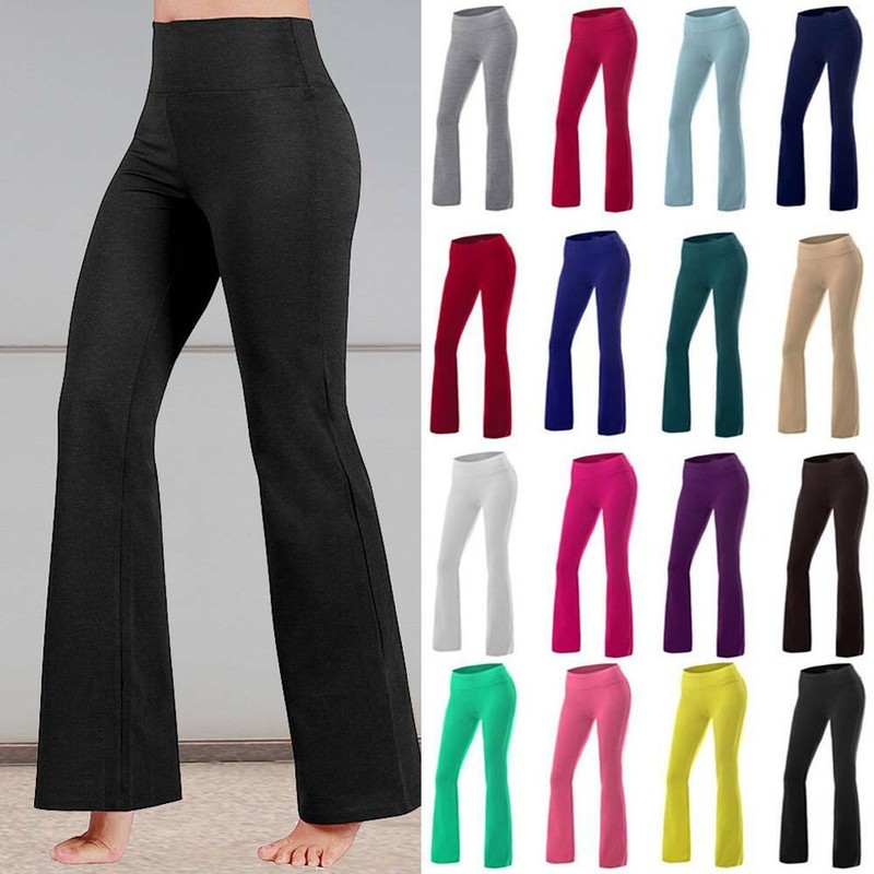 Ladies Solid Color Bootcut Yoga Pants 