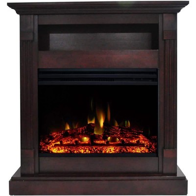 37" Freestanding Remote Control Mahogany Brown