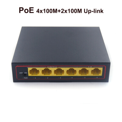 4 Port POE Switch -with additional 2 Uplink 802.3af/at for Network IP Cameras