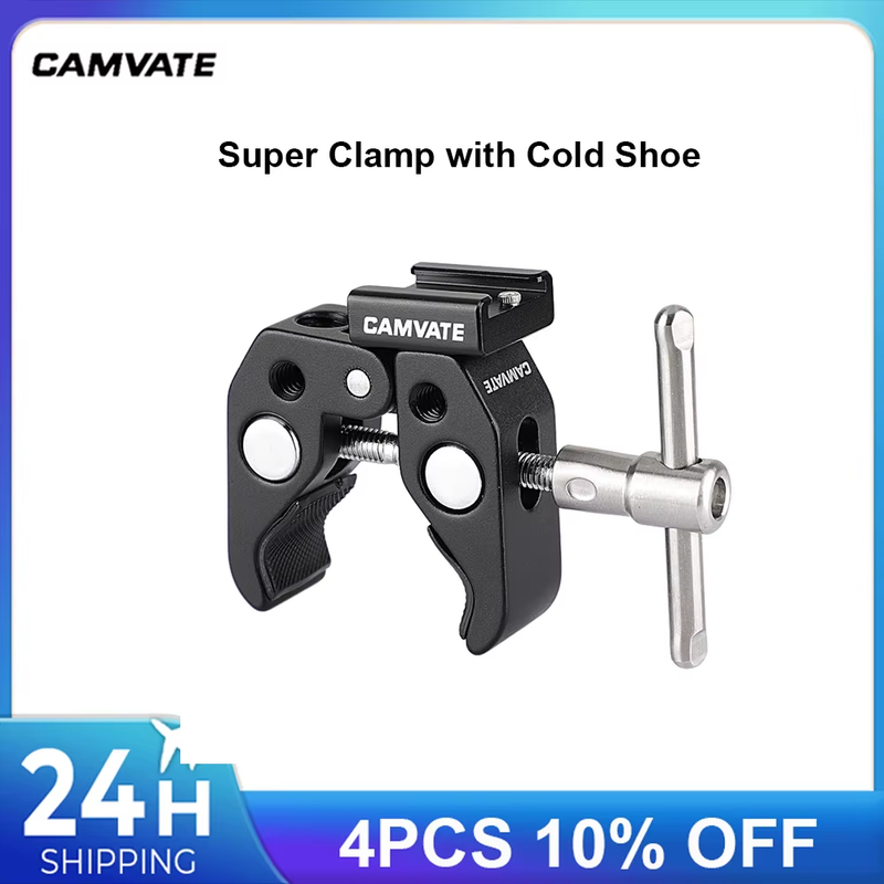 Super Crap Clamp With 1/4" 3/8" Thread Hole Cold Shoe Mount Articulated Arm For