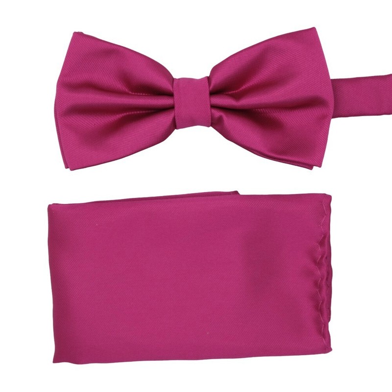 Massilano Sergio, Ensemble Noeud Papillon Et Pochette Assortie, Rose Fuchsia Fon