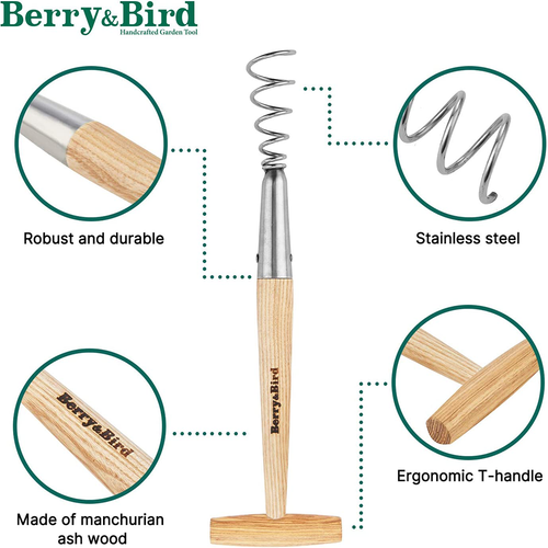 Berry&Bird Hand Corkscrew Weeding Tool Manual Weed Puller Garden Tool T-Handle