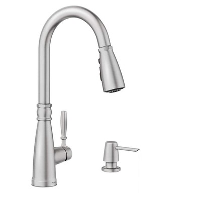 Boman Single Handle Pull-Down Sprayer Kitchen Faucet with Reflex and PowerBoost